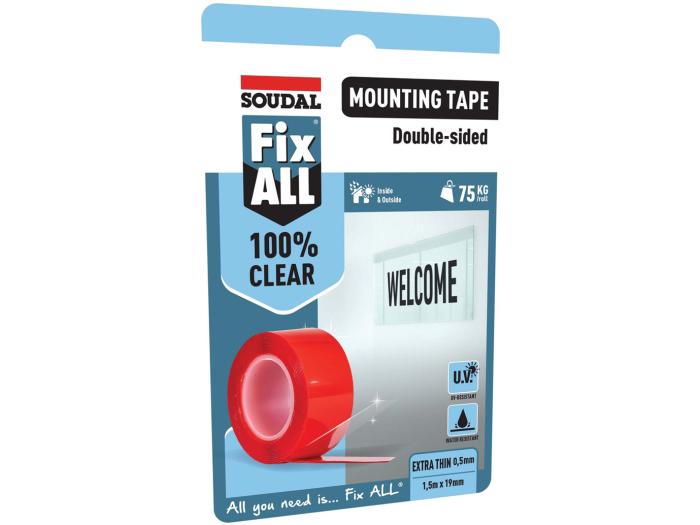 Product shot Fix ALL Mounting Tape Clear / Fix ALL 泡棉胶带 透明 19mm